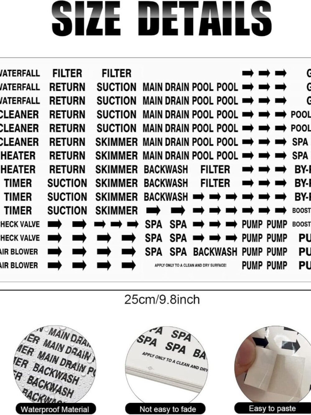 2500 Pcs Pool Equipment Identification Label Sticker, White - Picture 3 of 7